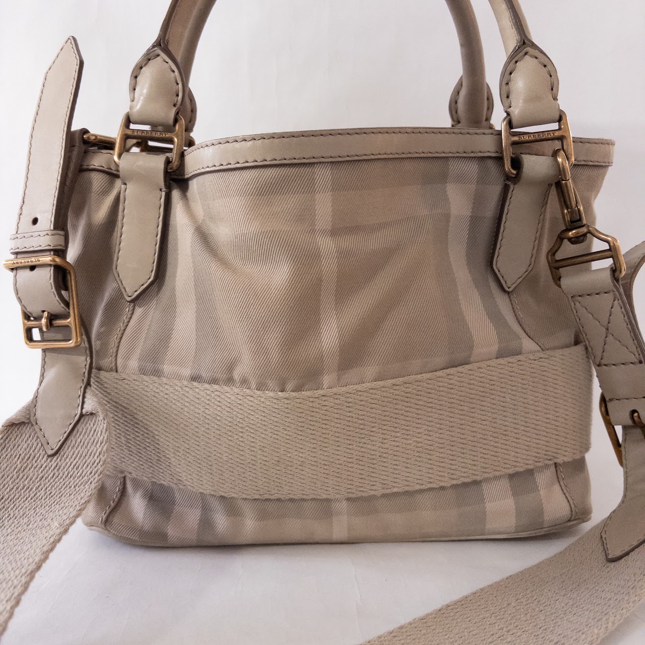 Burberry Plaid Canvas and Leather Shoulder Bag