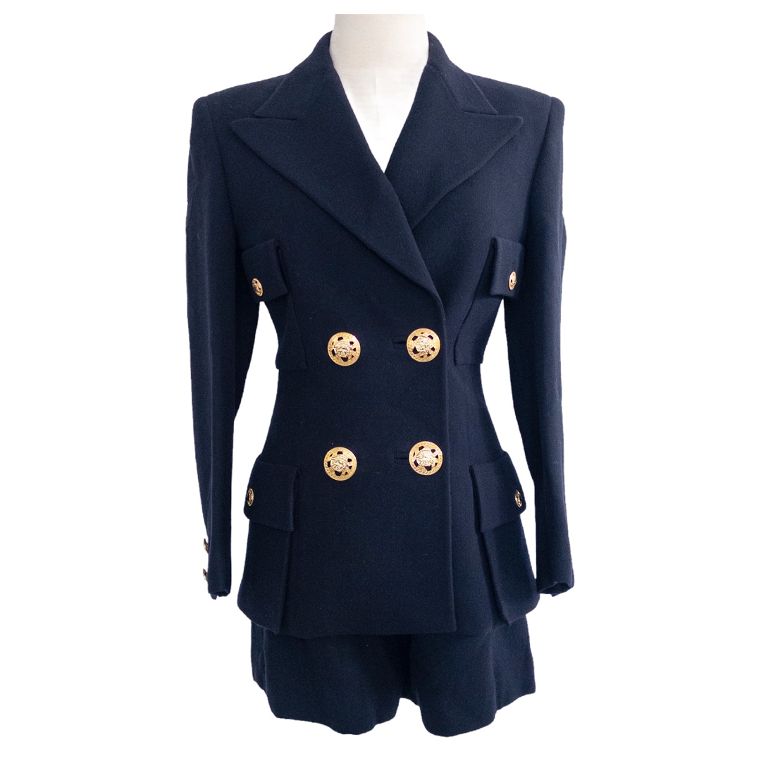 Gianni Versace Vintage Navy Short Suit