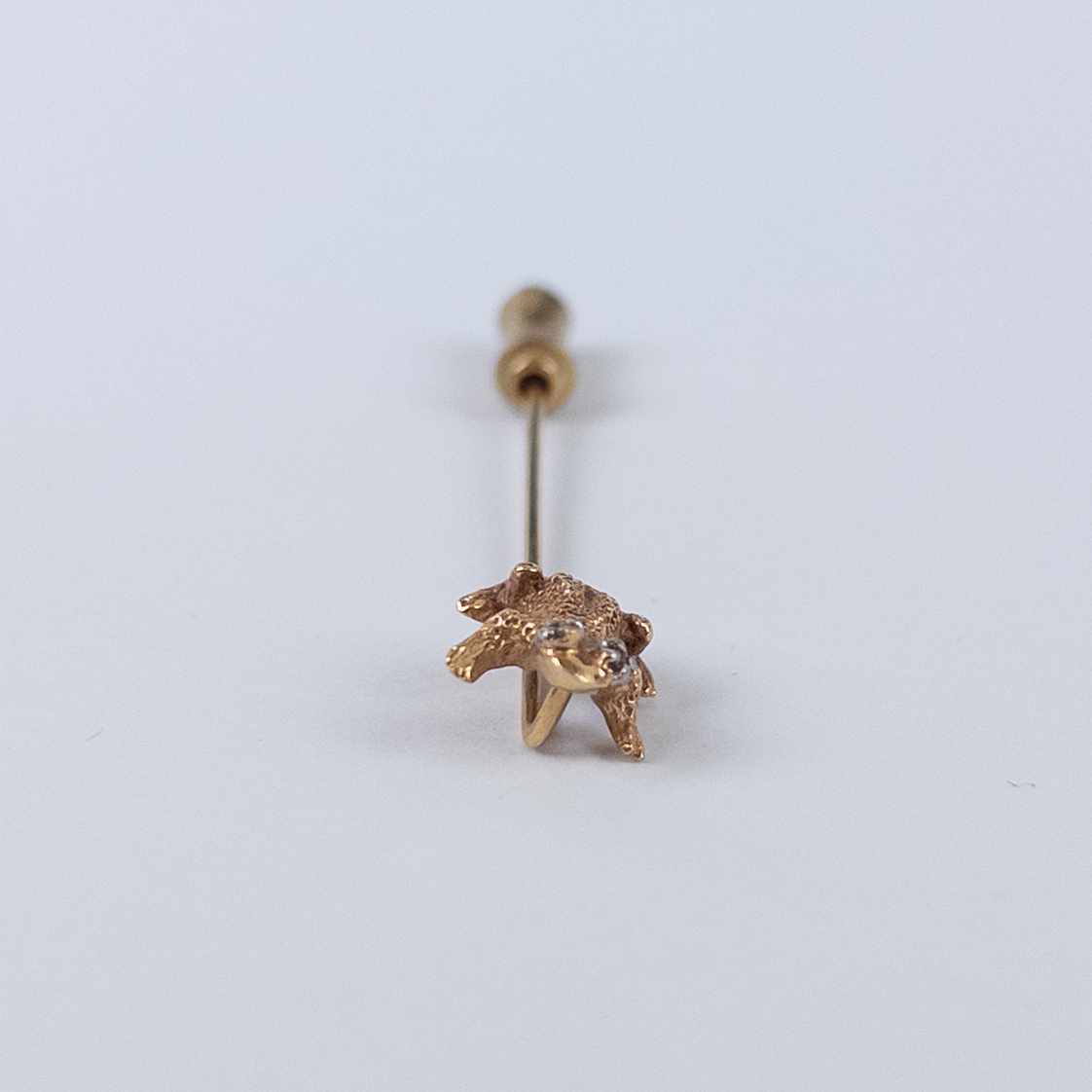 14K Gold and Diamond Frog Stick Pin