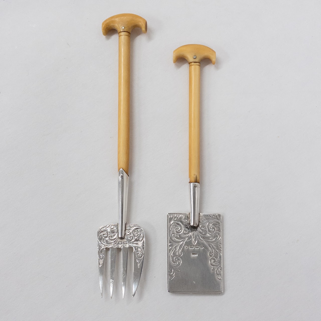 Sterling Silver and Bone Miniature Serving Utensil Set