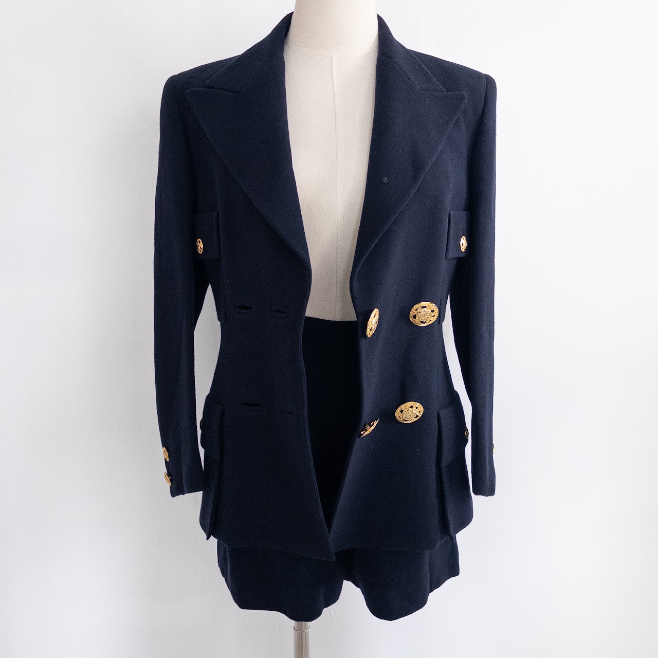 Gianni Versace Vintage Navy Short Suit