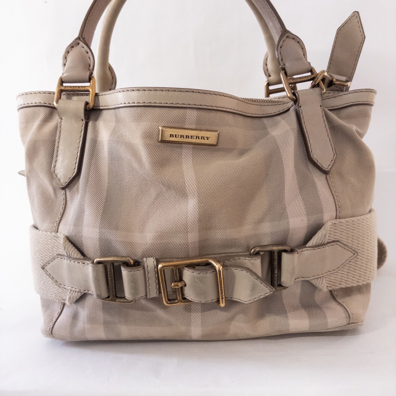 Burberry Plaid Canvas and Leather Shoulder Bag