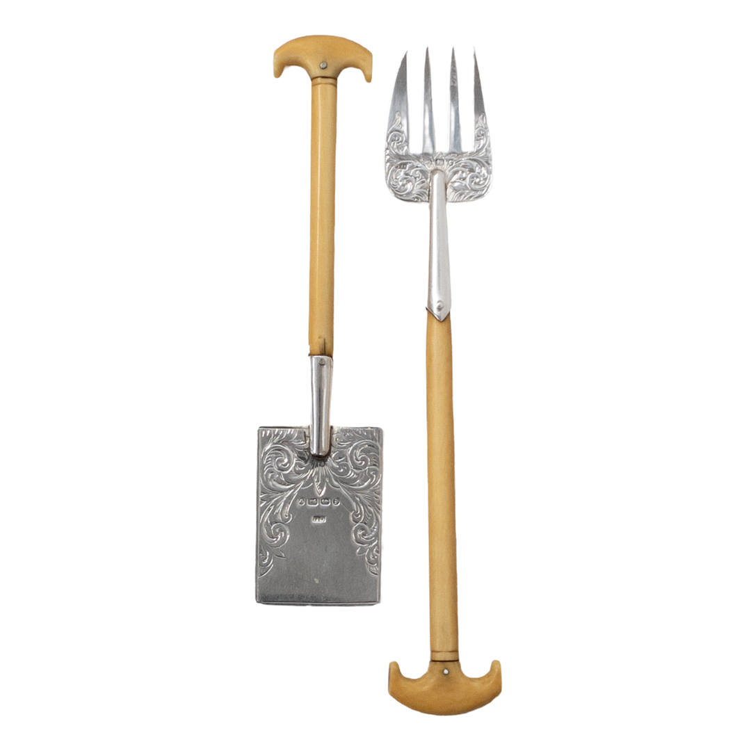 Sterling Silver and Bone Miniature Serving Utensil Set