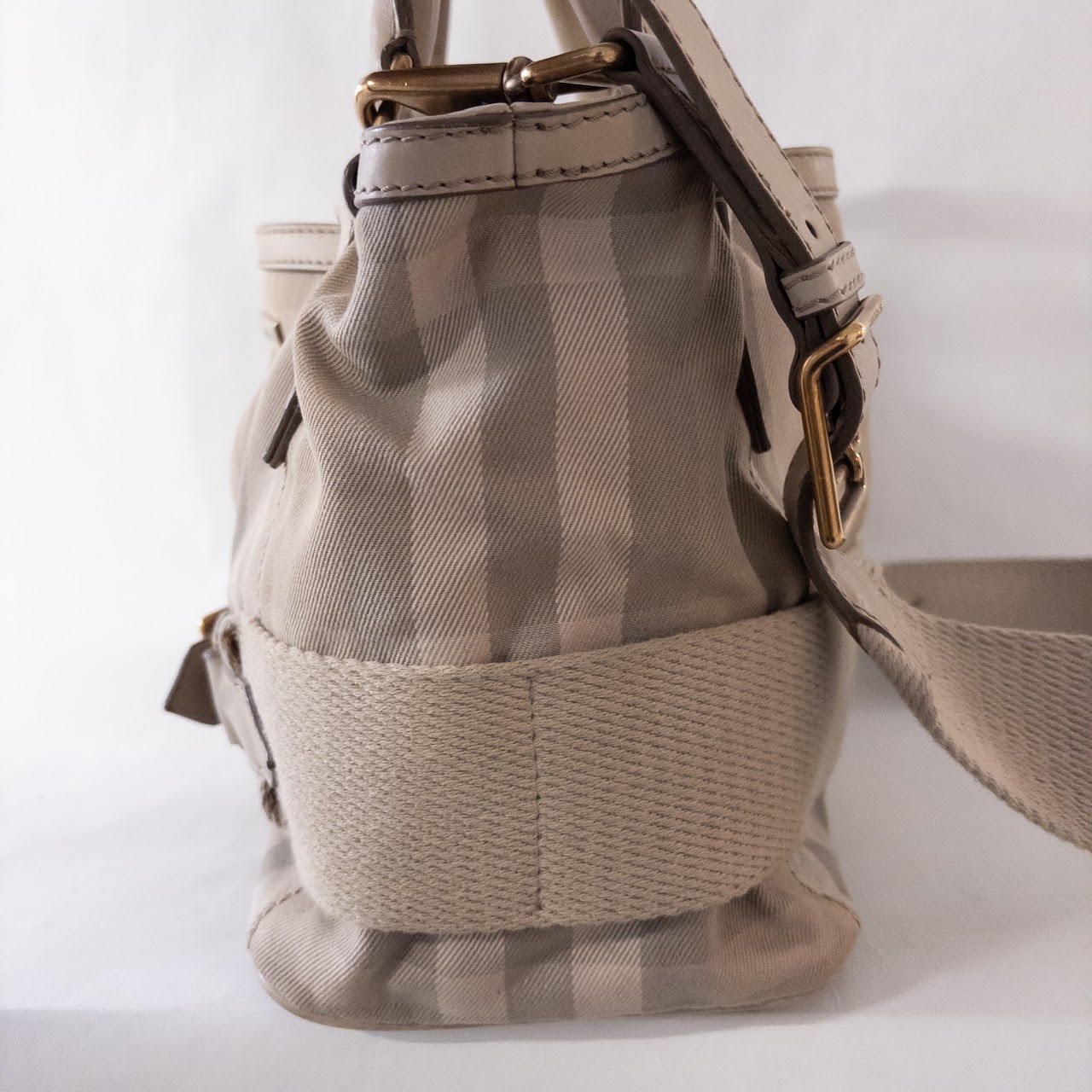 Burberry Plaid Canvas and Leather Shoulder Bag