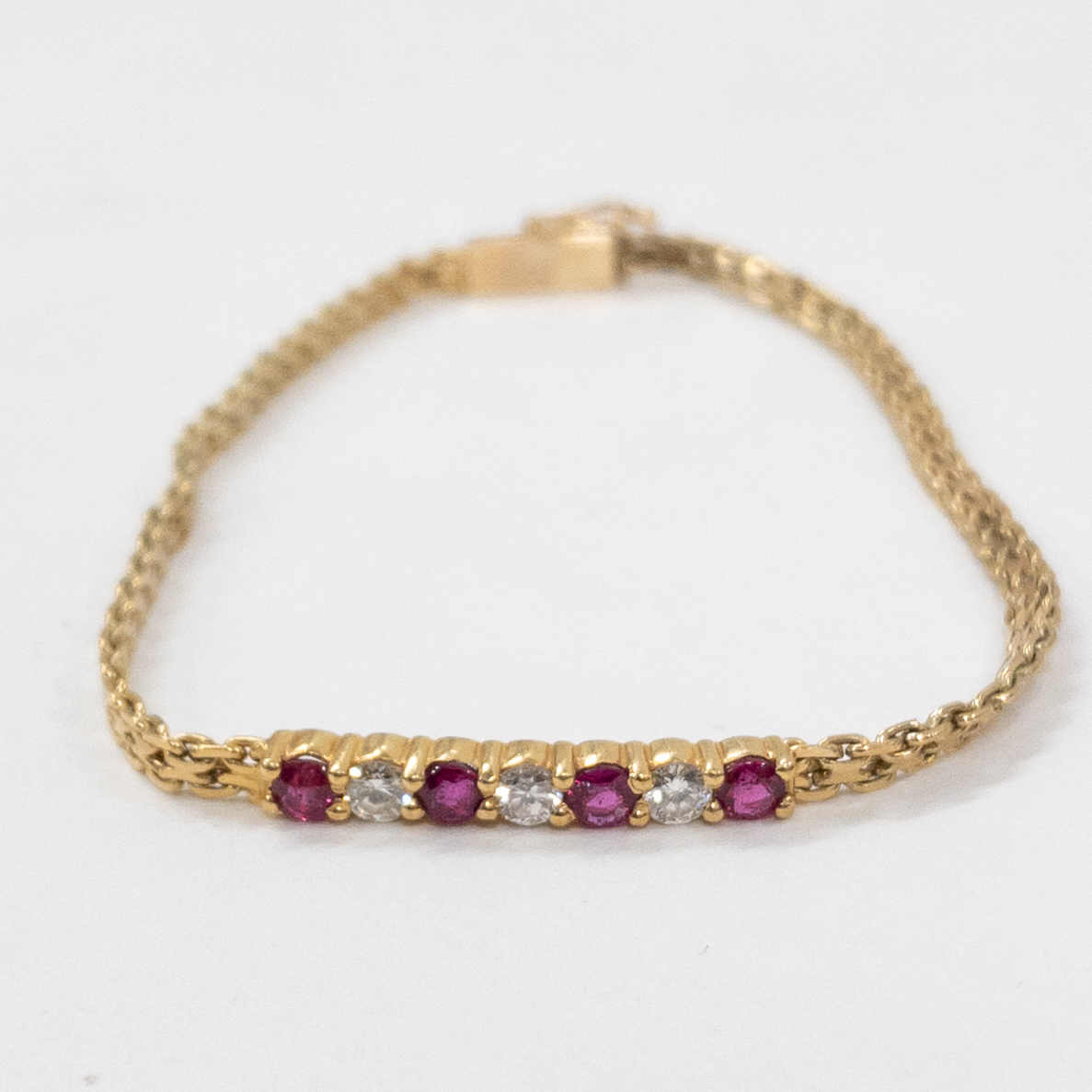 14K Gold Bracelet with Diamonds and Garnets