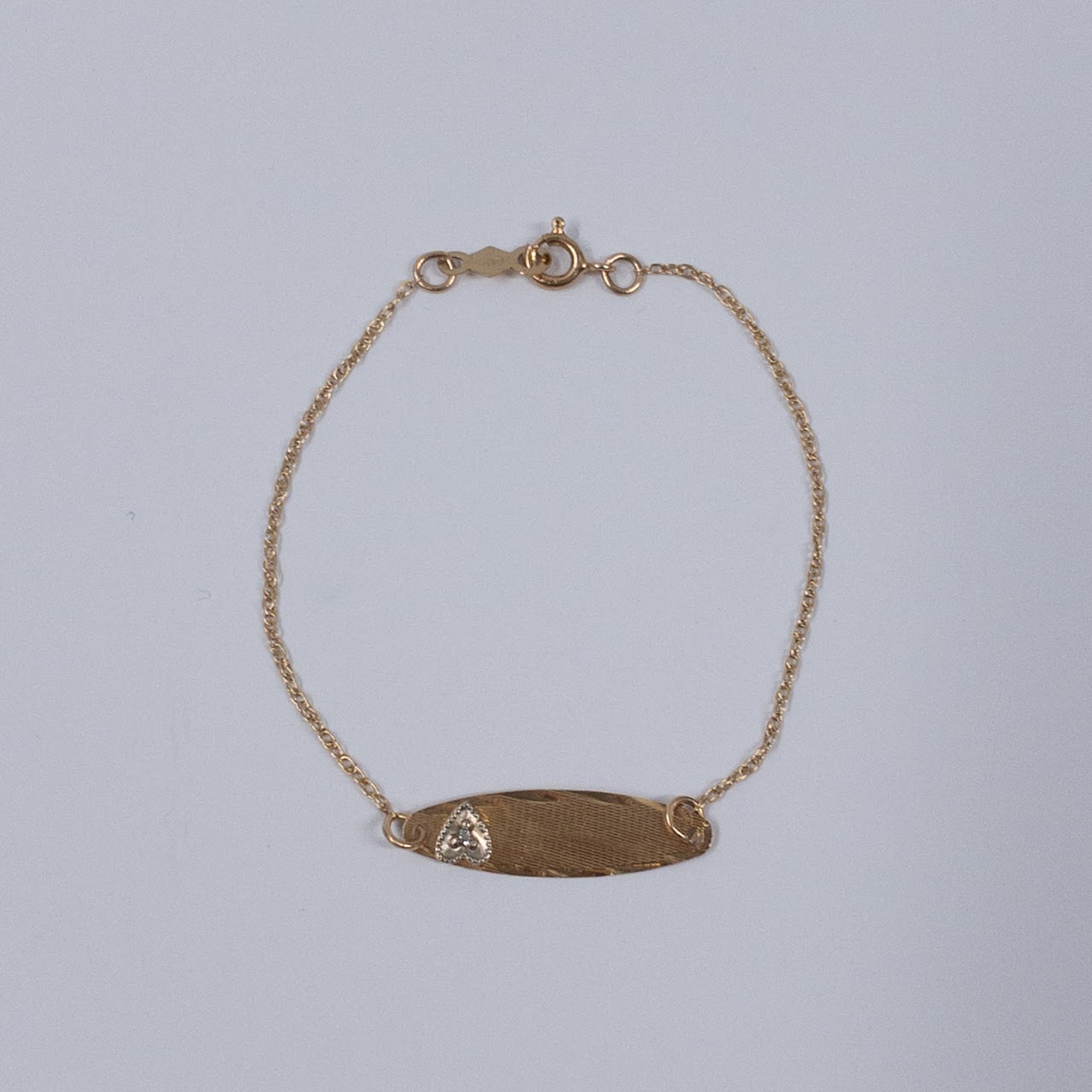 14K Gold and Clear Stone Baby ID Bracelet