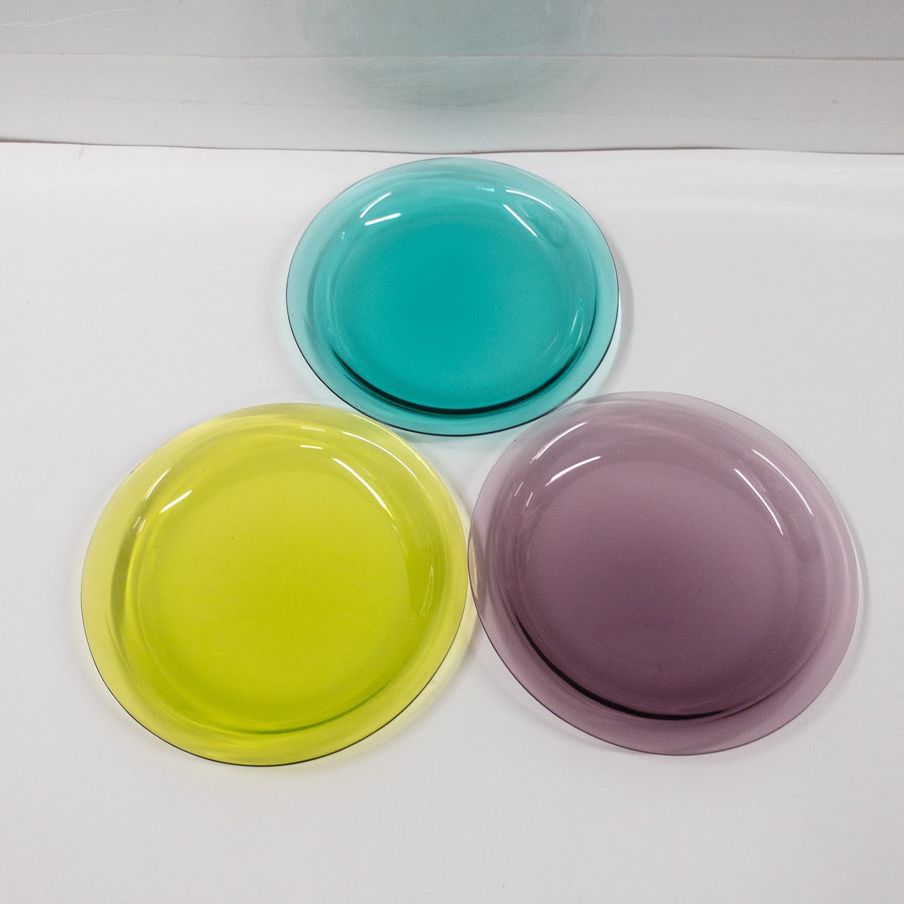 Lalique Set of Six Colored Glass Small Plates