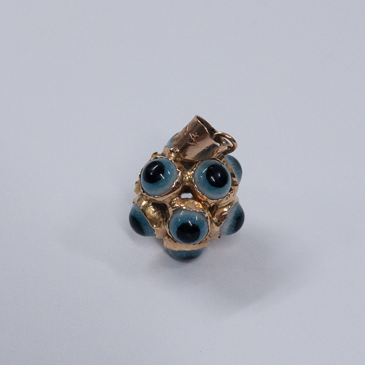 14K Gold and Glass Evil Eye Pendant