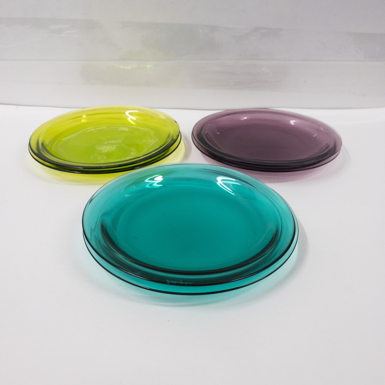 Lalique Set of Six Colored Glass Small Plates