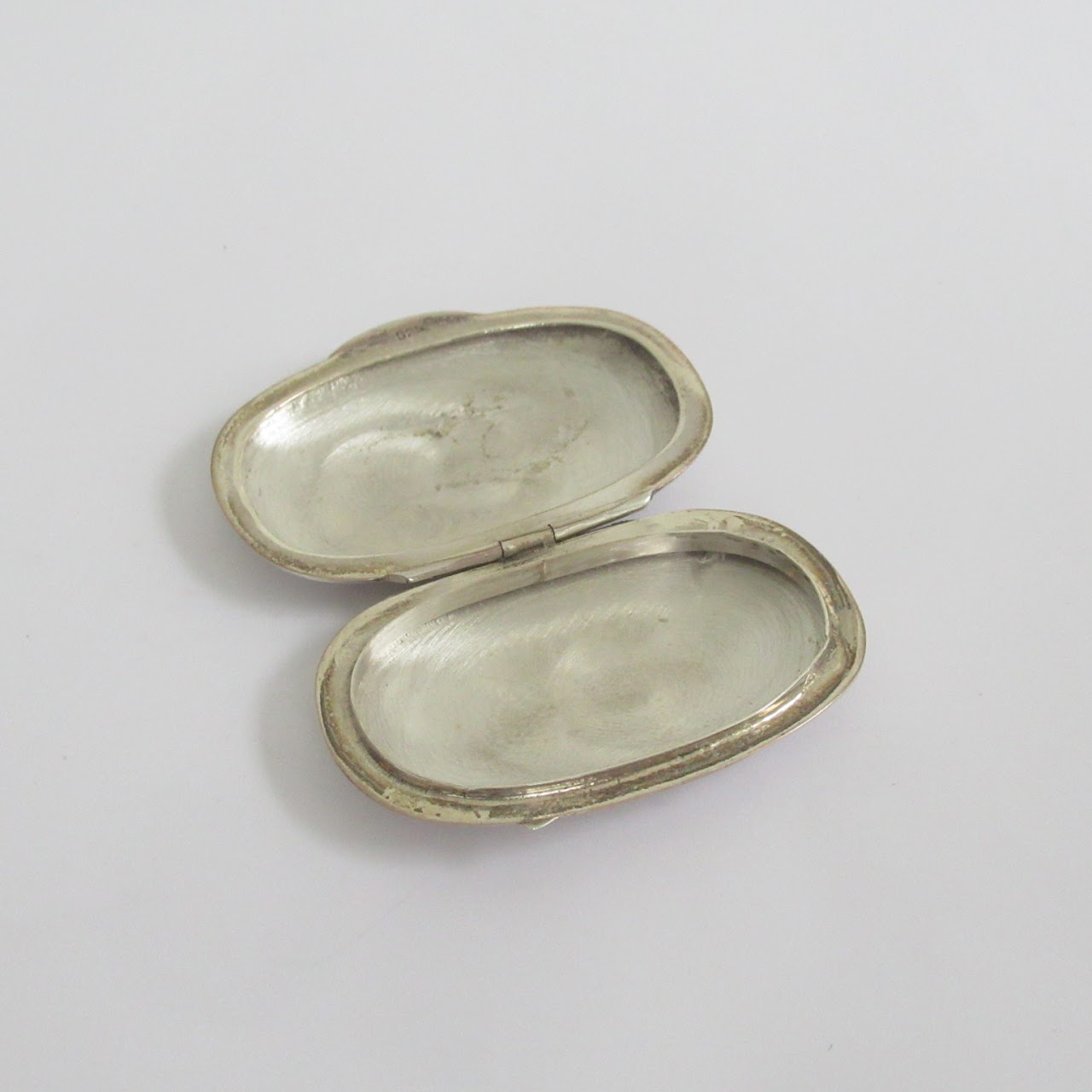 Sterling Silver Etched Oval Pill Box