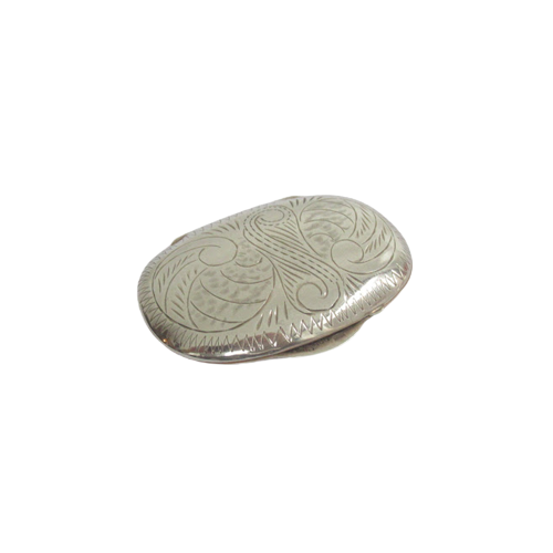 Sterling Silver Etched Oval Pill Box