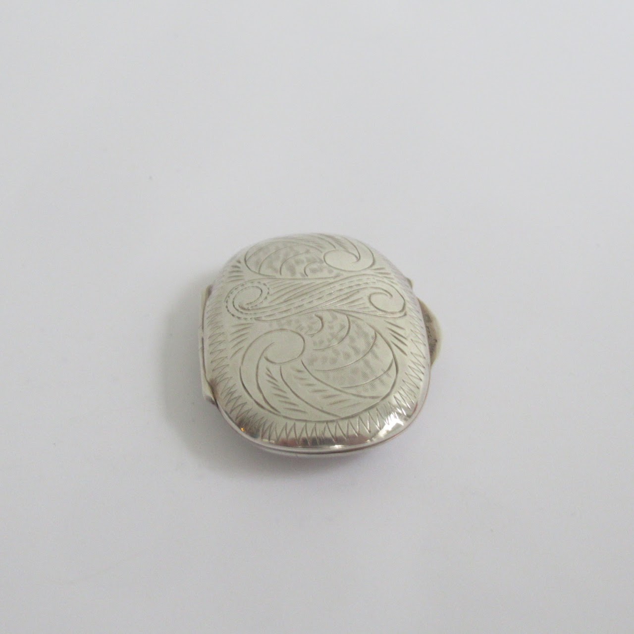 Sterling Silver Etched Oval Pill Box