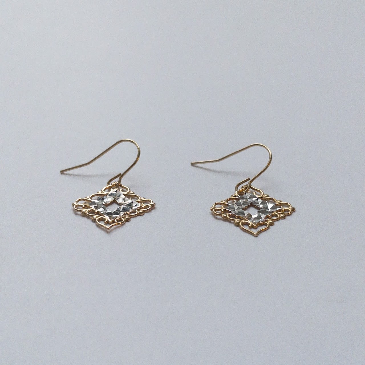 14K Gold Diamond Cut Earrings