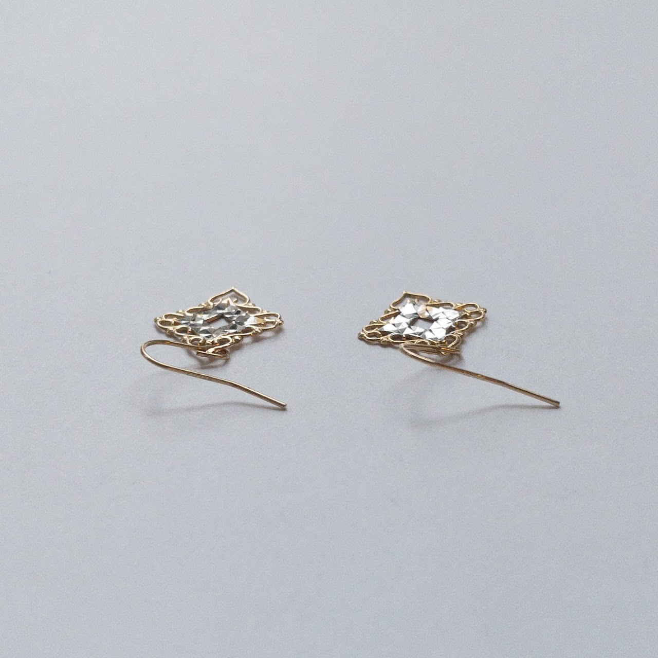 14K Gold Diamond Cut Earrings