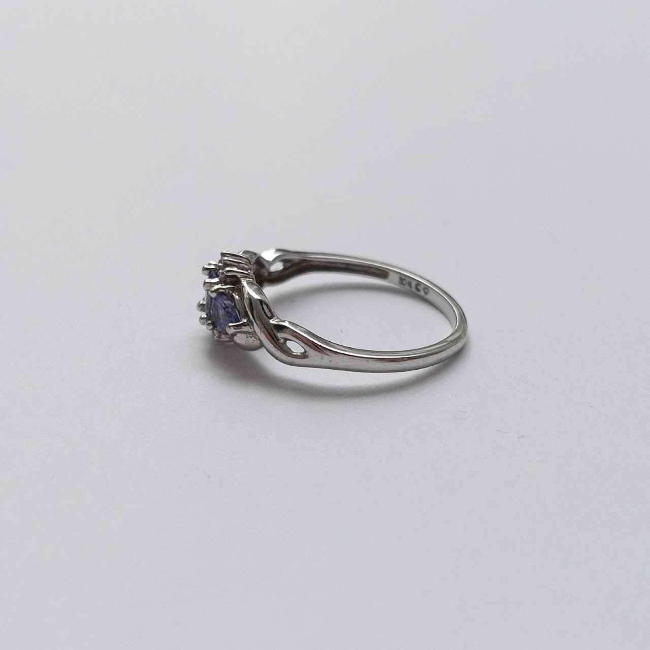 10K White Gold Purple Stone & Diamond  Ring