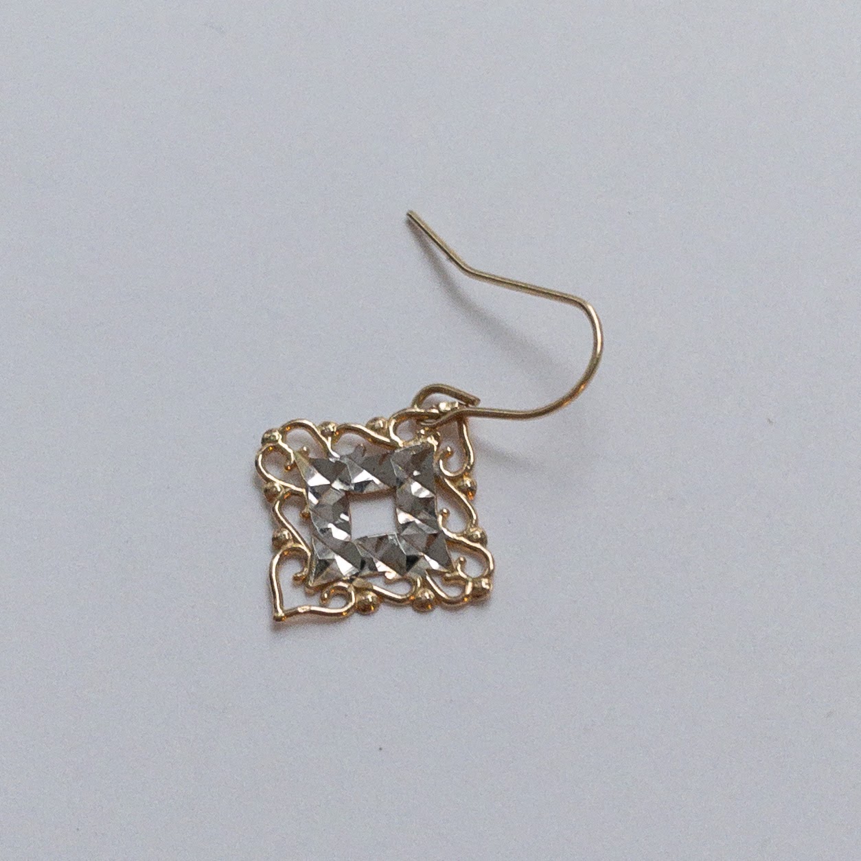 14K Gold Diamond Cut Earrings