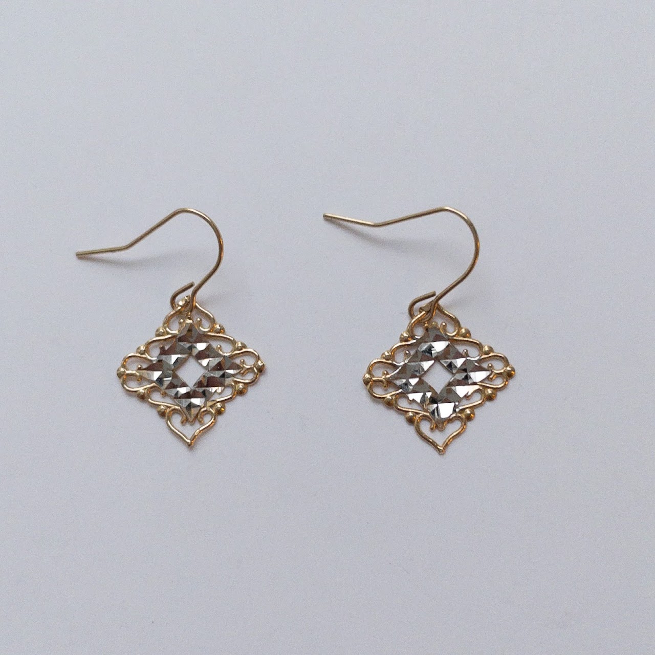 14K Gold Diamond Cut Earrings