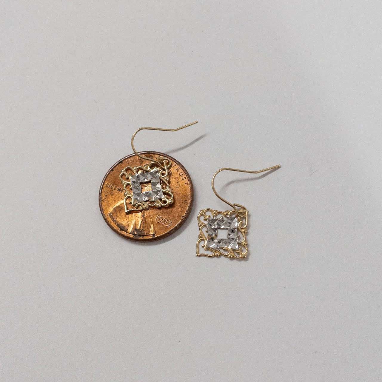 14K Gold Diamond Cut Earrings