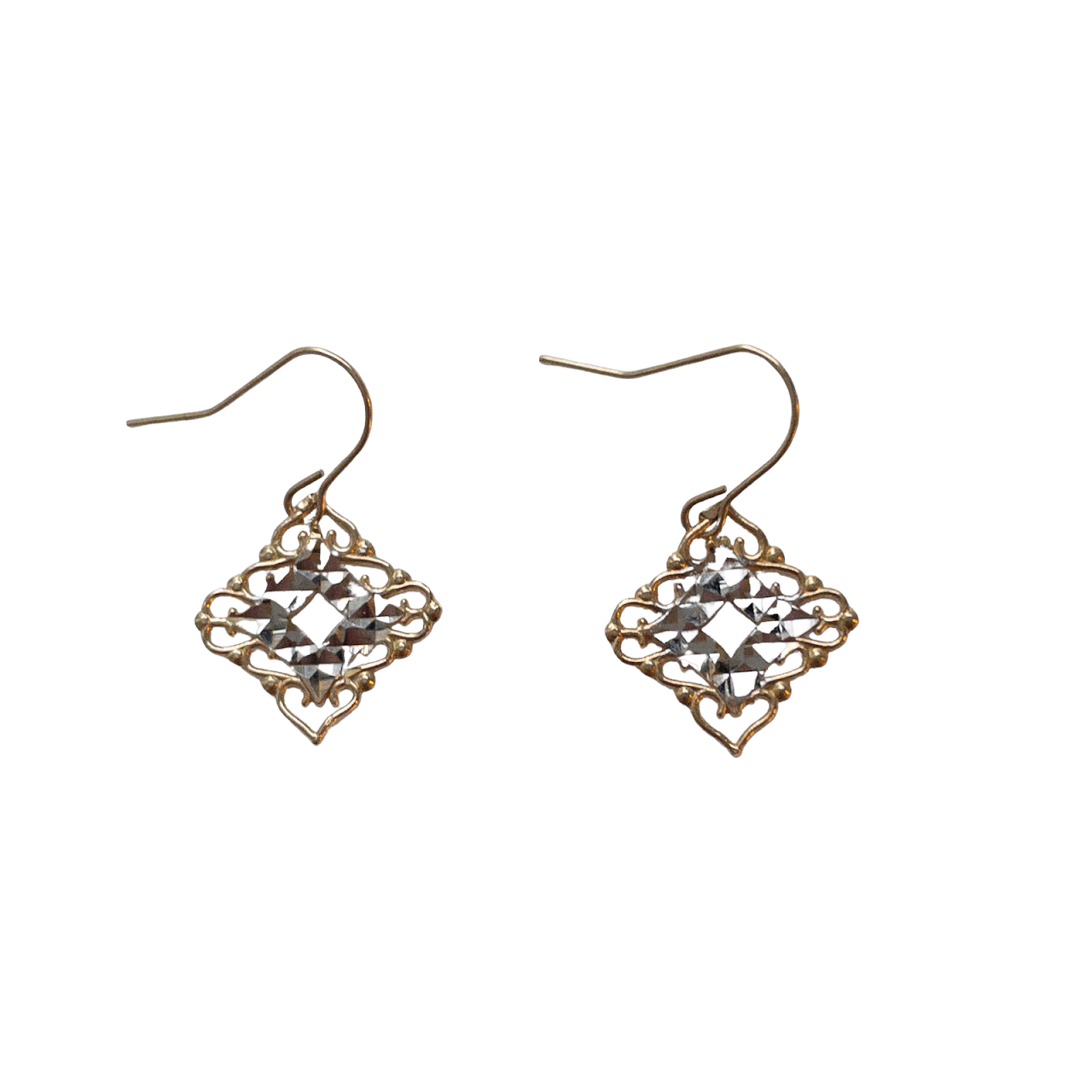 14K Gold Diamond Cut Earrings