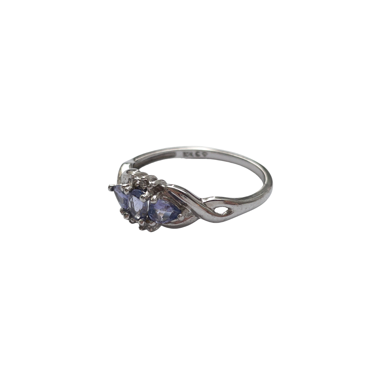 10K White Gold Purple Stone & Diamond  Ring