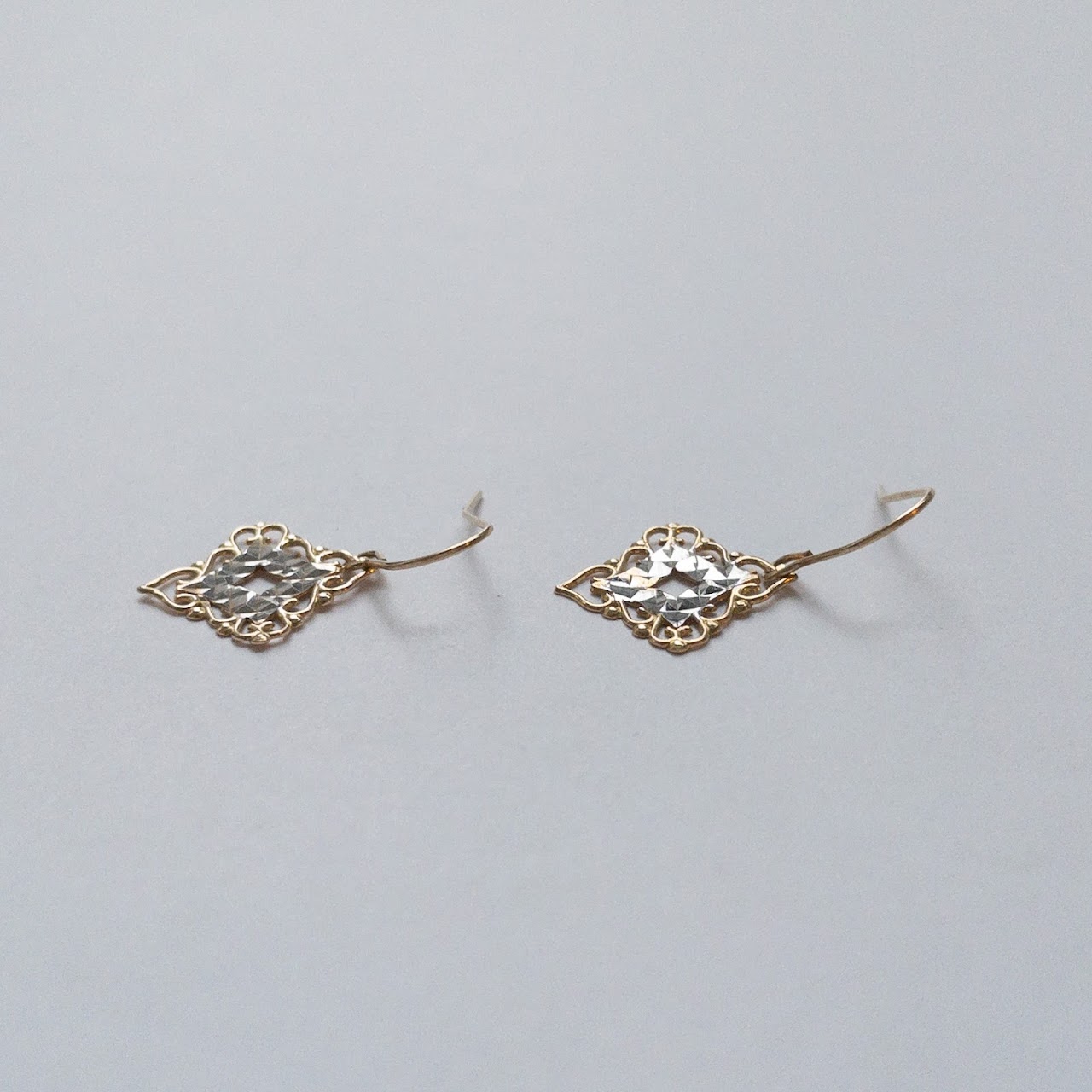 14K Gold Diamond Cut Earrings