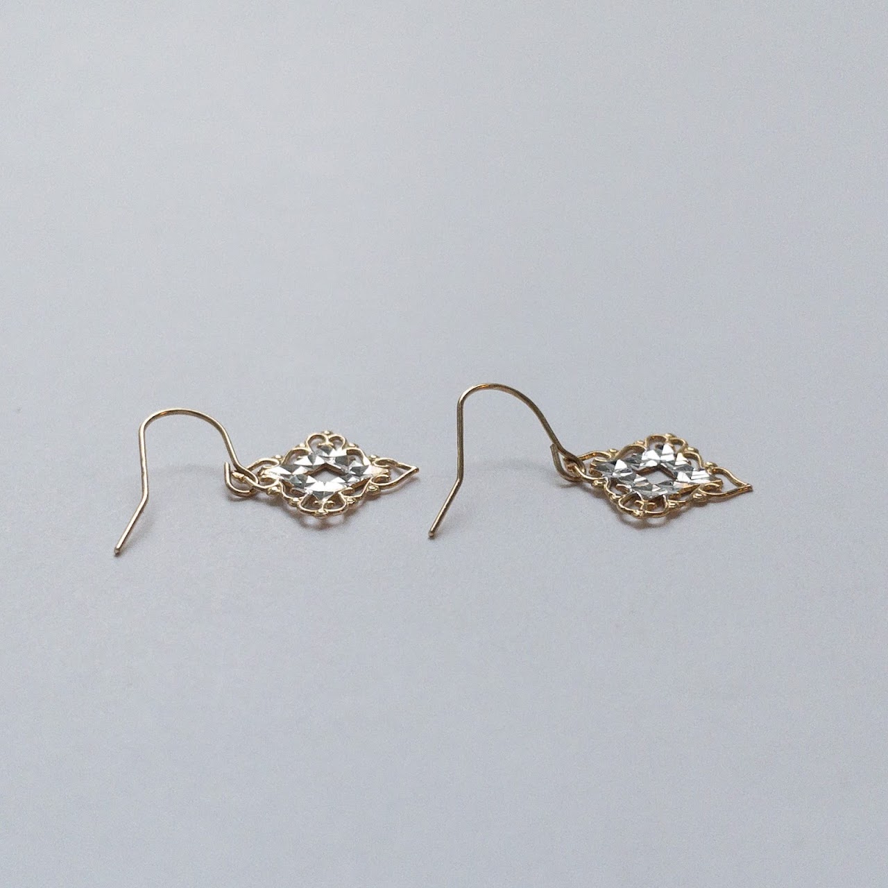 14K Gold Diamond Cut Earrings