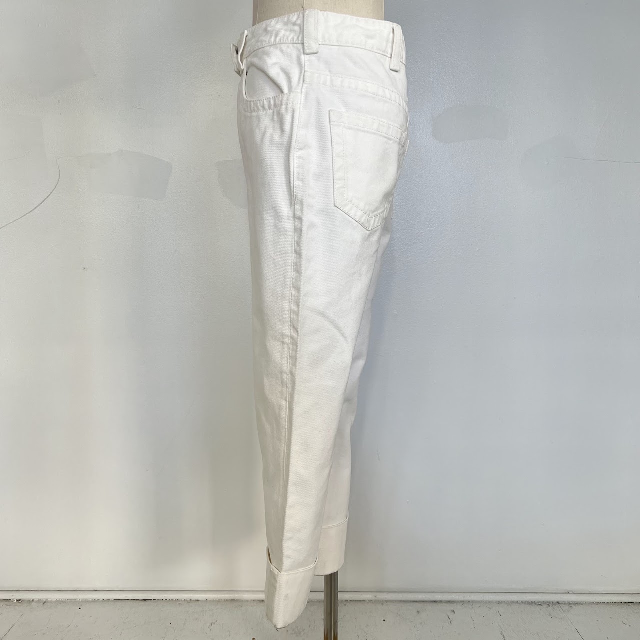 Prada White Denim Clamdigger 'Shorts'