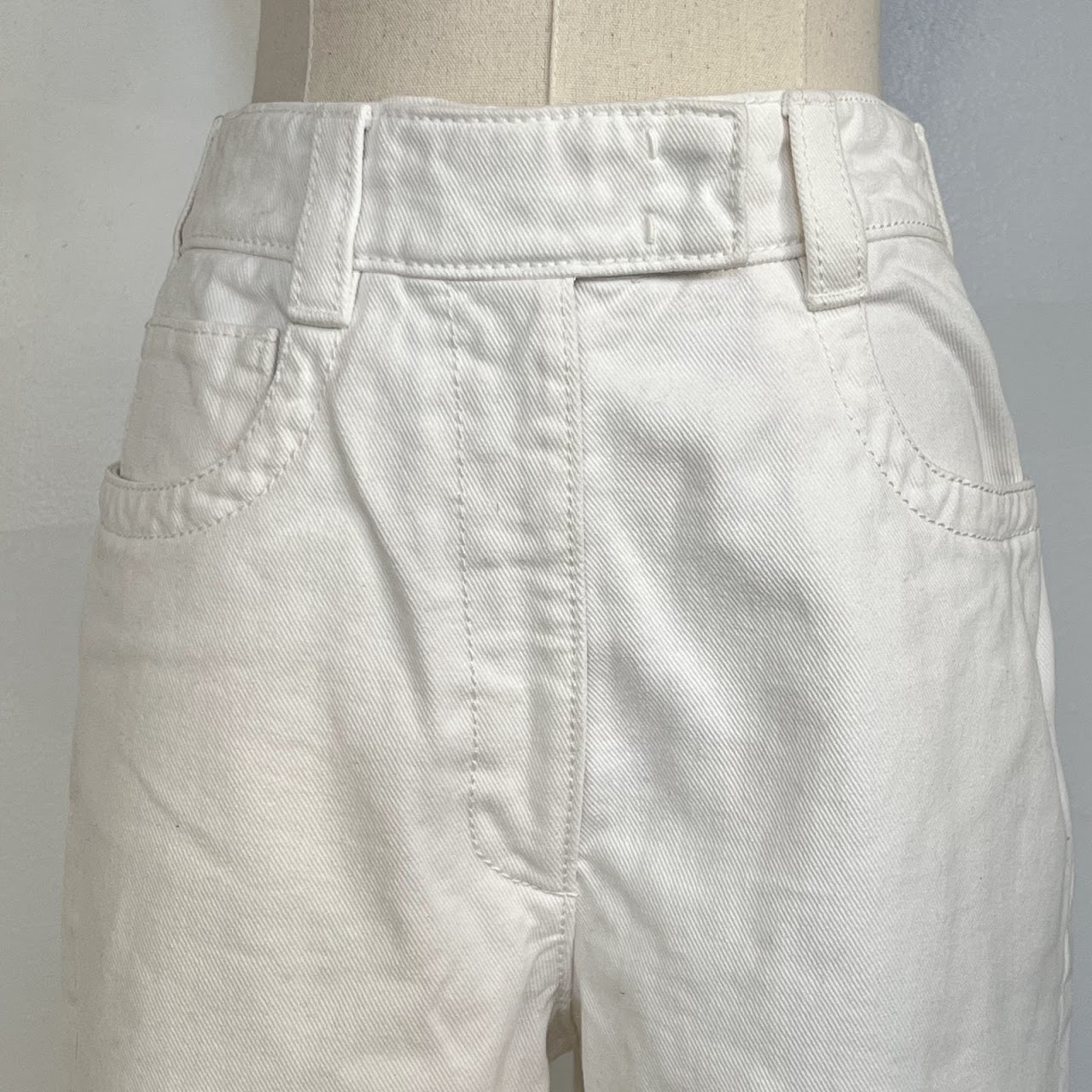 Prada White Denim Clamdigger 'Shorts'