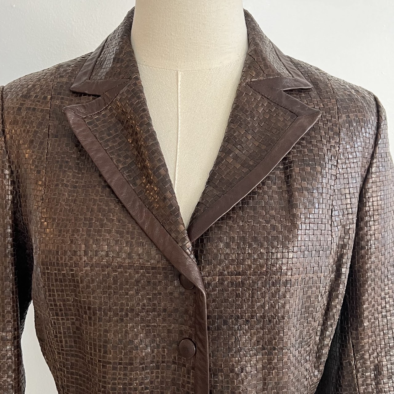 Max Mara Woven Leather Blazer