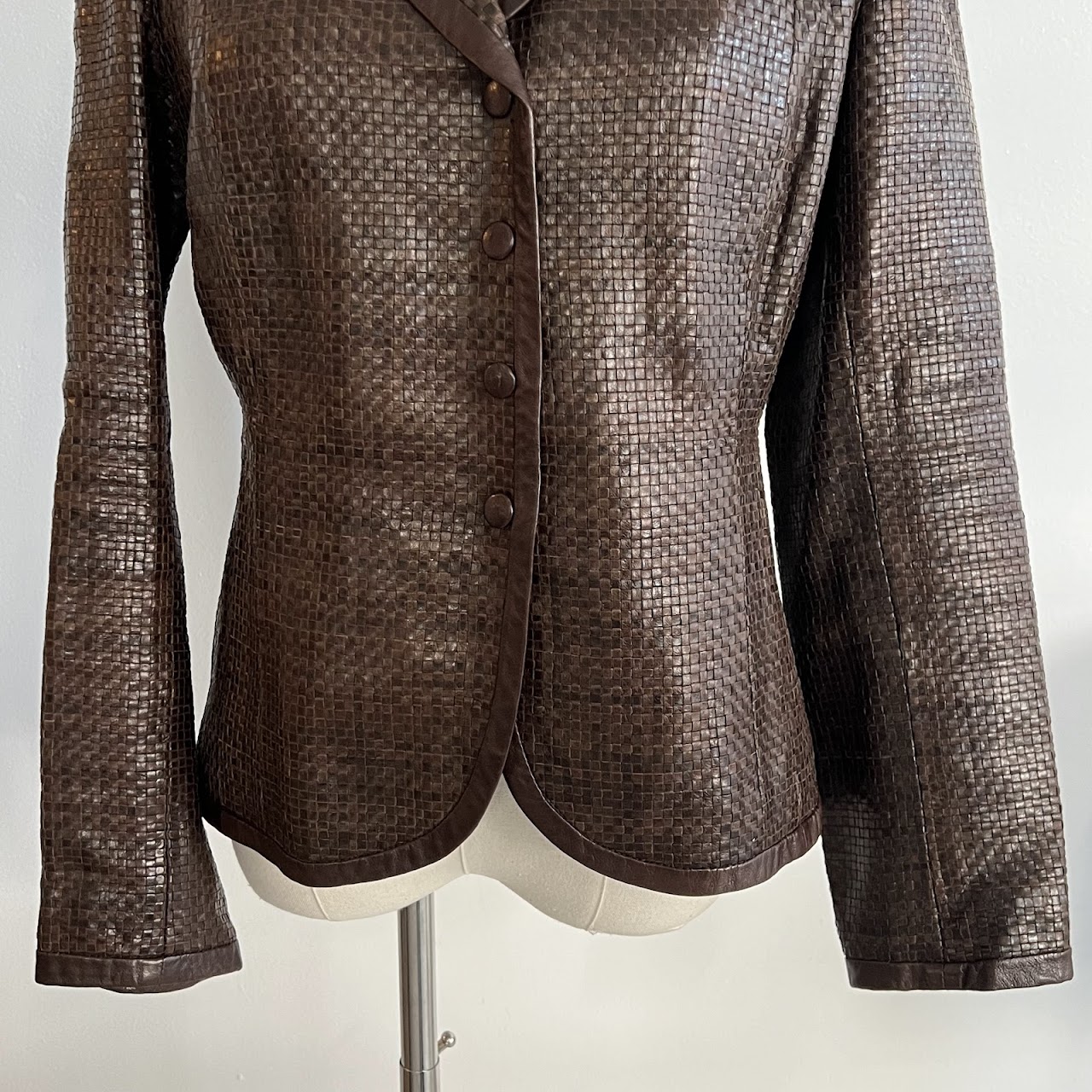 Max Mara Woven Leather Blazer