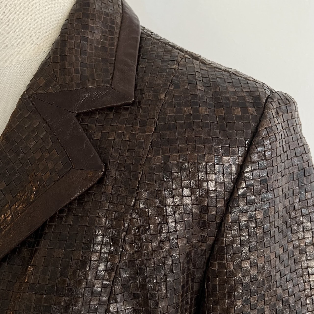 Max Mara Woven Leather Blazer