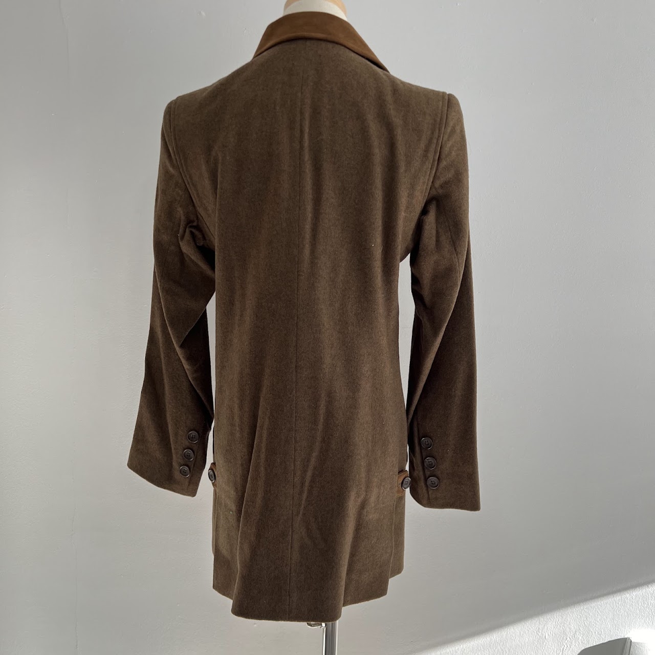 Paul Stuart Suede Trimmed Wool Coat