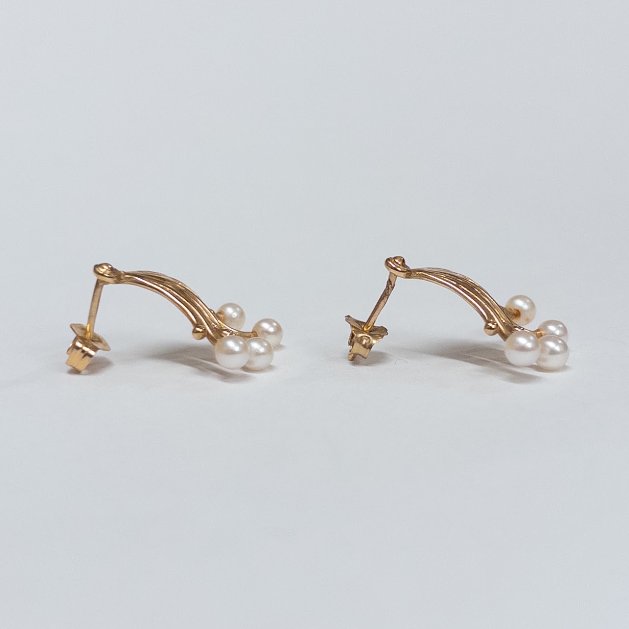 14K Gold and Small Pearl Earrings