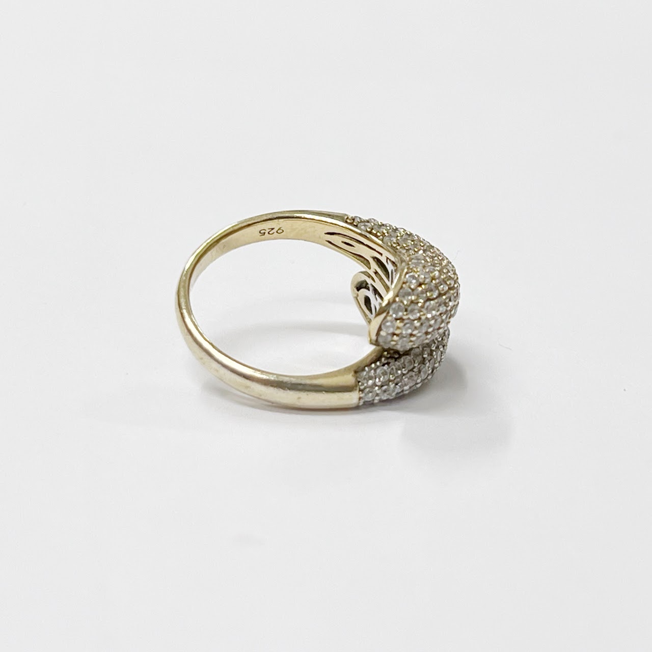 Suzy Levian Sterling Silver Vermeil and Crystal Pavé' Ring