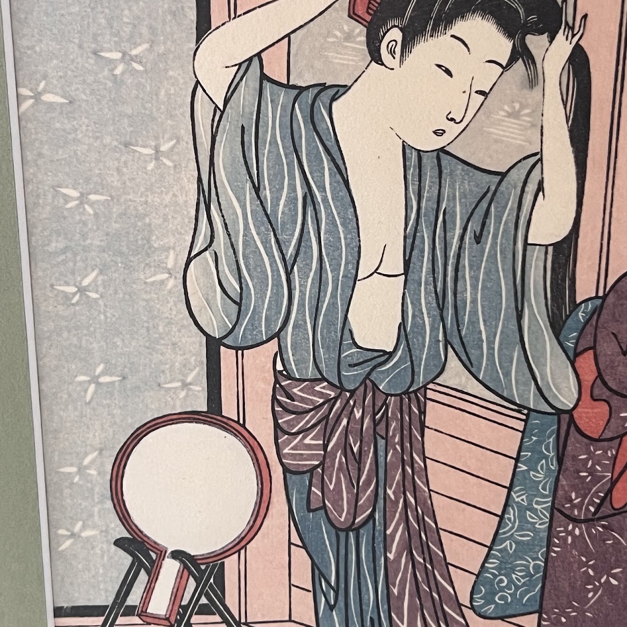 After Haronobu 'Washing Hair' Japanese Ukiyo-e Woodblock Print