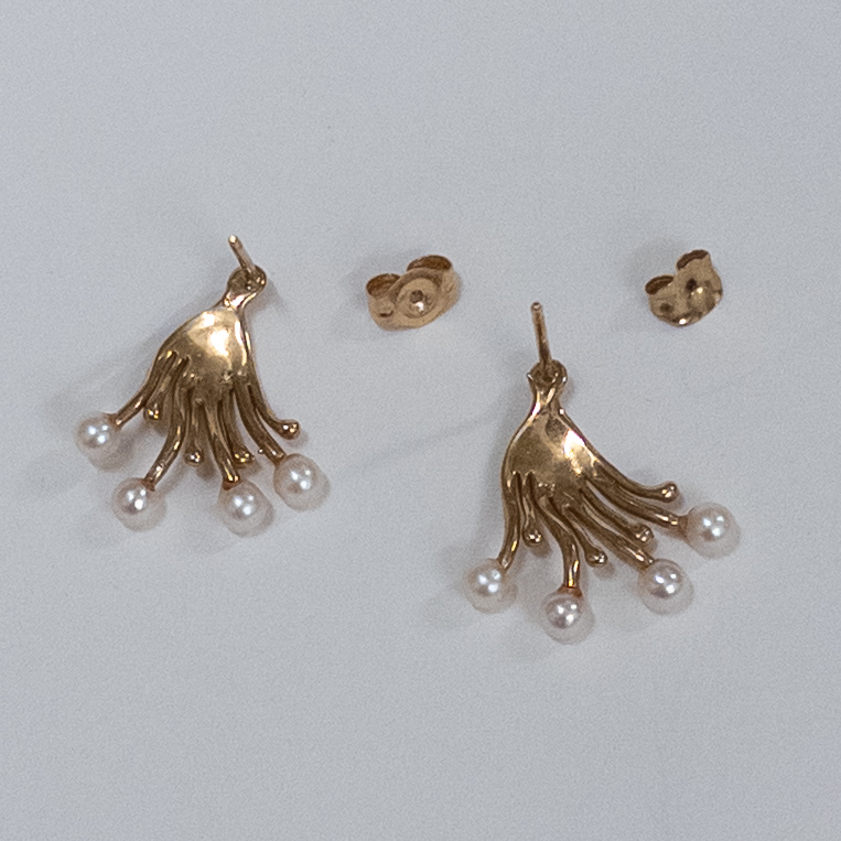 14K Gold and Small Pearl Earrings