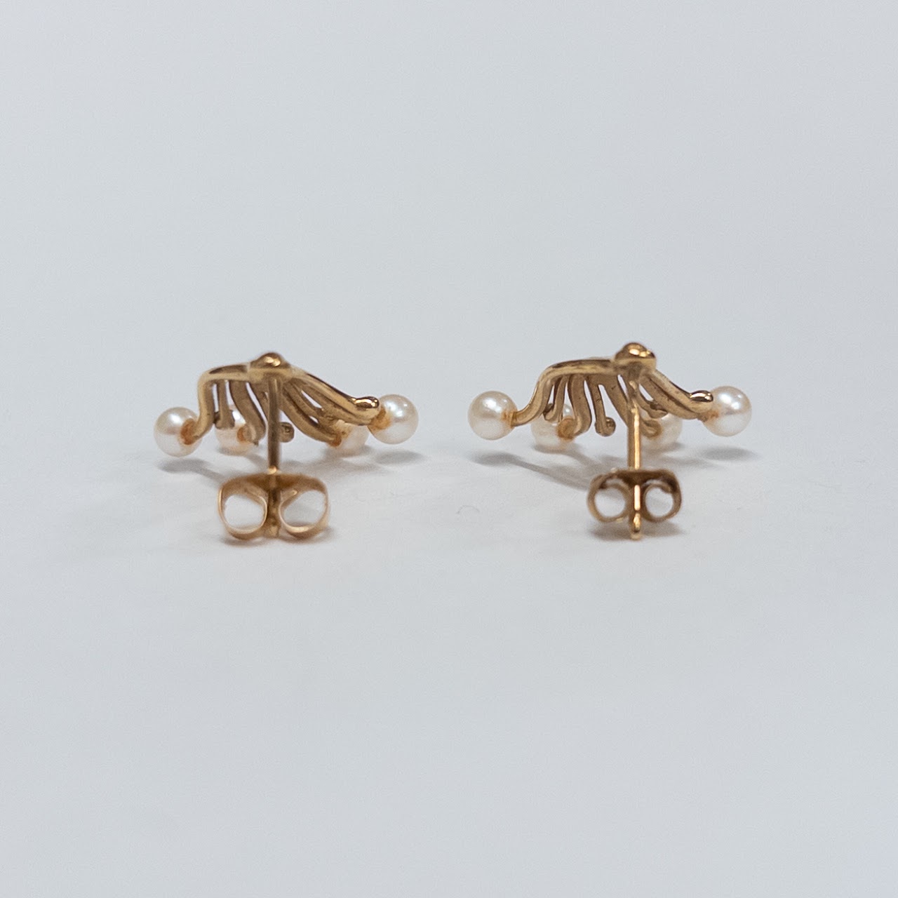 14K Gold and Small Pearl Earrings