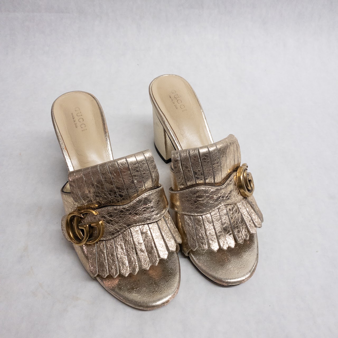 Gucci GG Metallic Sandals