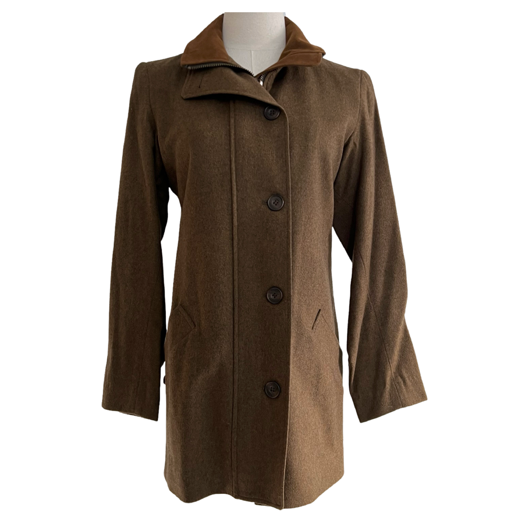 Paul Stuart Suede Trimmed Wool Coat