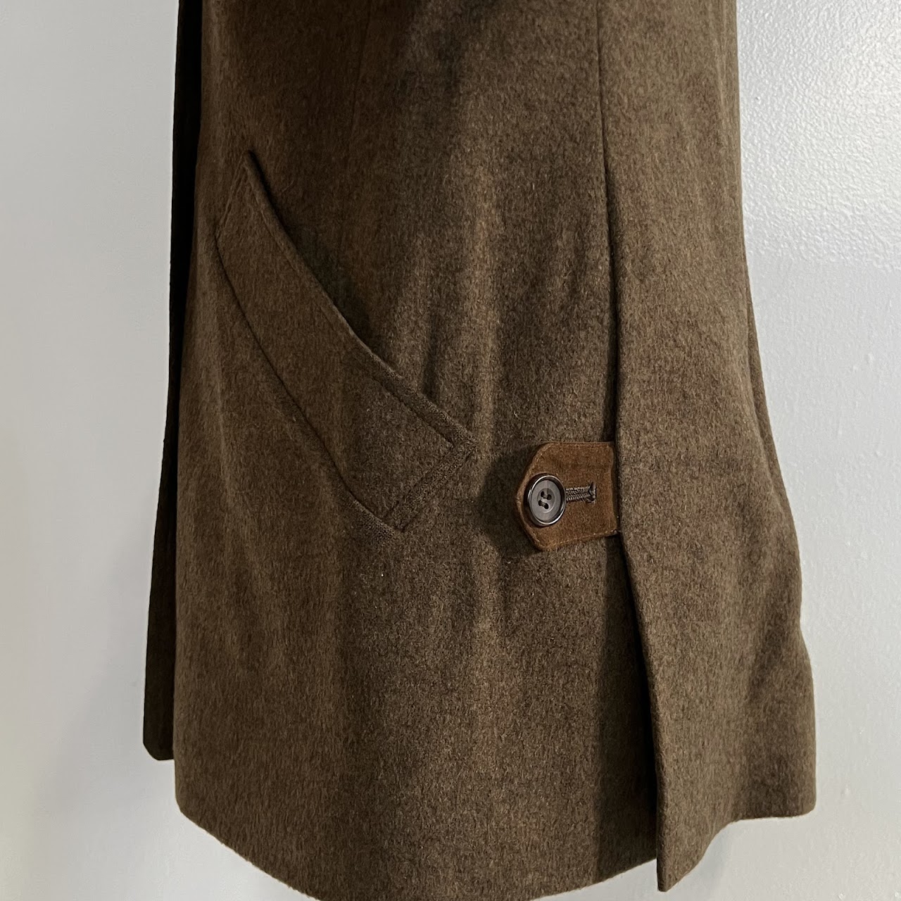 Paul Stuart Suede Trimmed Wool Coat