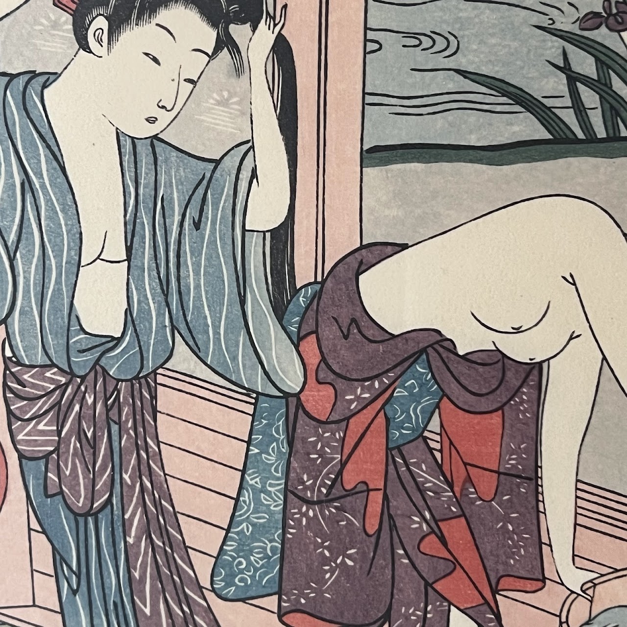 After Haronobu 'Washing Hair' Japanese Ukiyo-e Woodblock Print