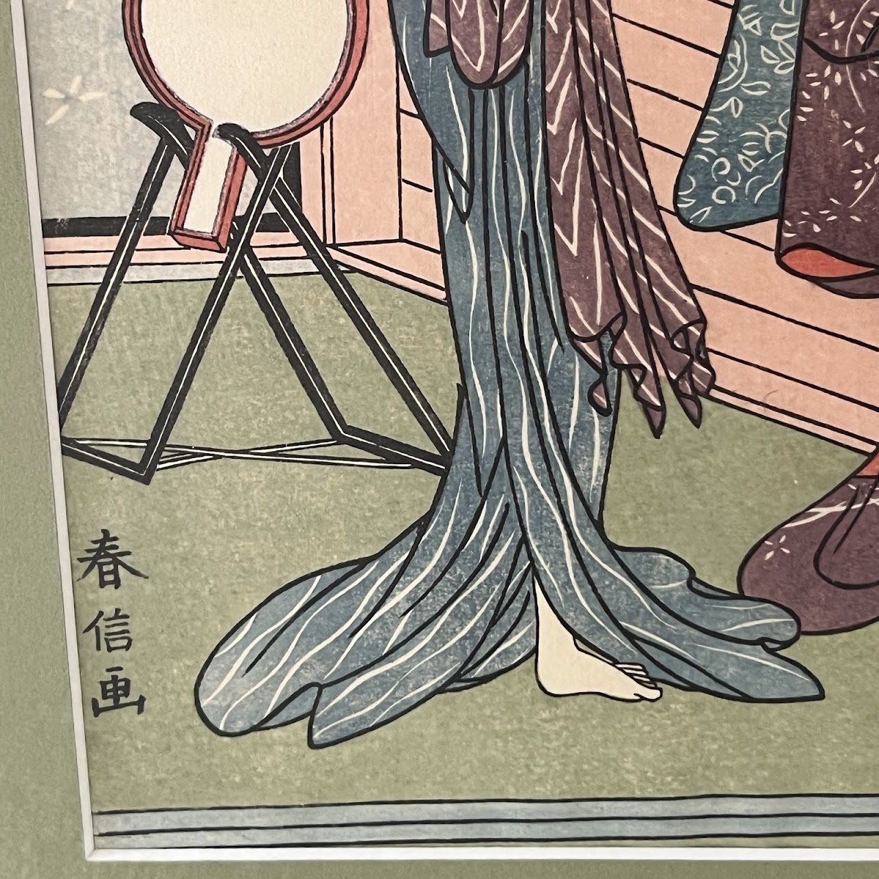 After Haronobu 'Washing Hair' Japanese Ukiyo-e Woodblock Print