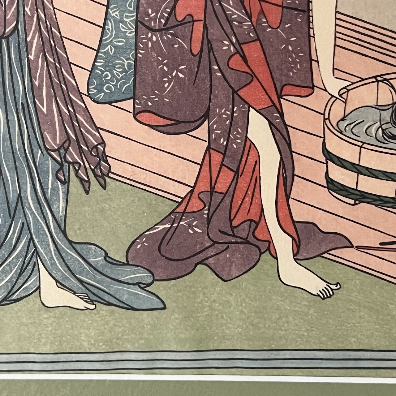 After Haronobu 'Washing Hair' Japanese Ukiyo-e Woodblock Print