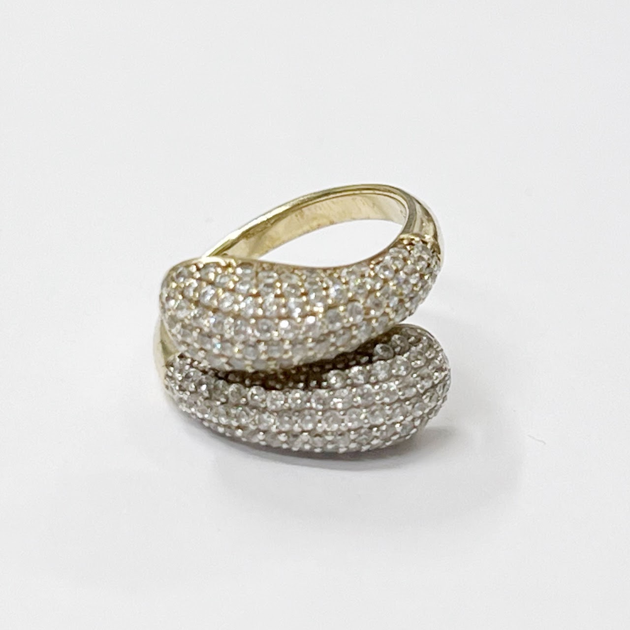 Suzy Levian Sterling Silver Vermeil and Crystal Pavé' Ring