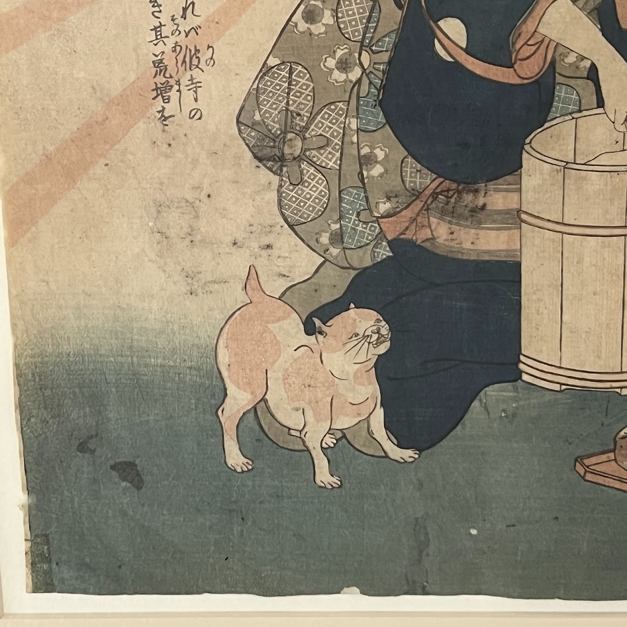 Japanese Ukiyo-e Woman with Cat Woodblock Print