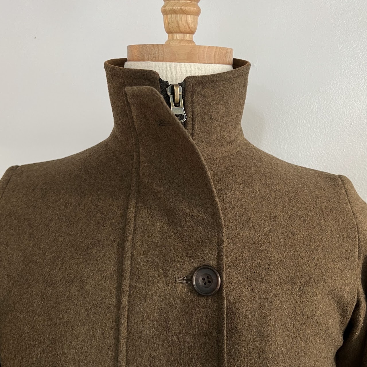 Paul Stuart Suede Trimmed Wool Coat