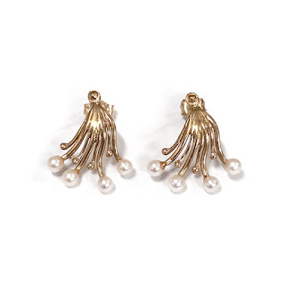 14K Gold and Small Pearl Earrings