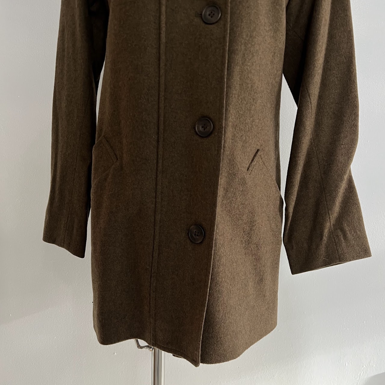 Paul Stuart Suede Trimmed Wool Coat