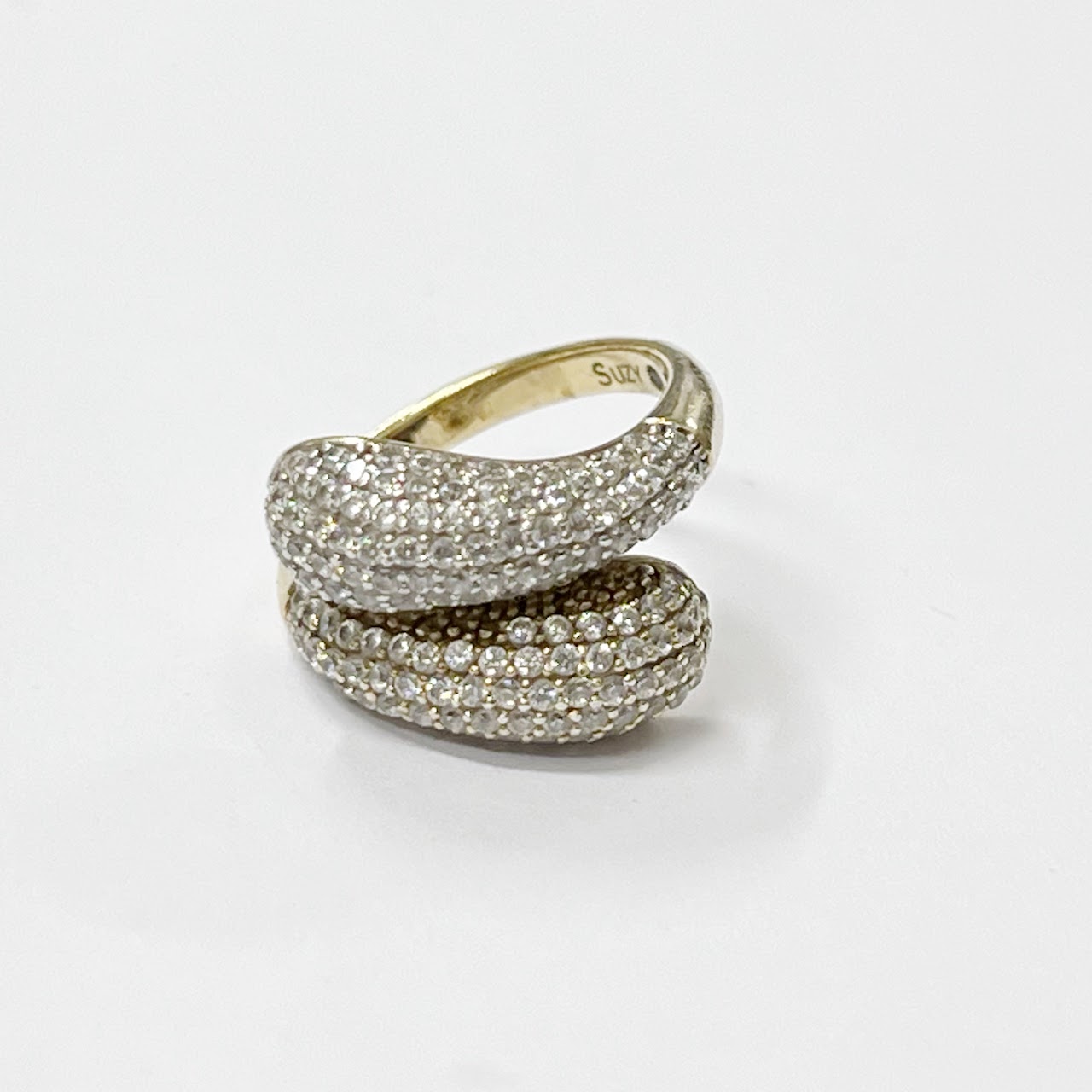 Suzy Levian Sterling Silver Vermeil and Crystal Pavé' Ring