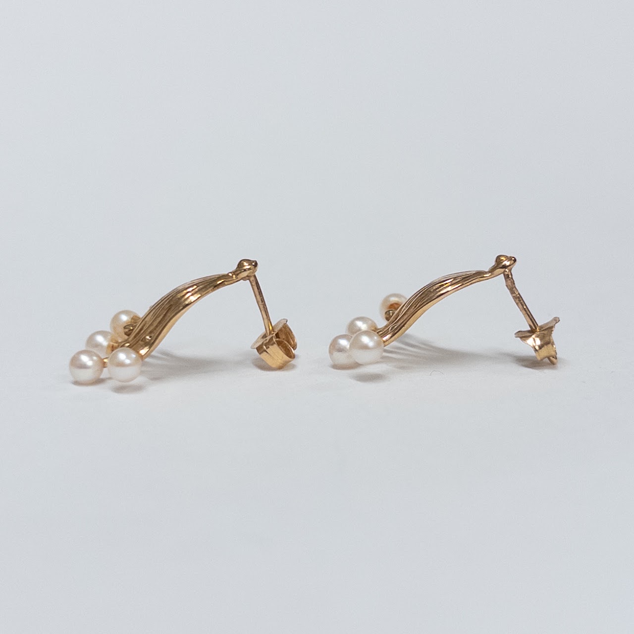 14K Gold and Small Pearl Earrings